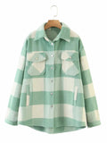 New Autumn Sanded Blouse Women's Lapel Single-Breasted Plaid