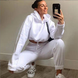 Sports 2 Pieces Set Sweatshirts Pullover Hoodies Pants Suit Home Sweatpants Trousers Outfits Solid Casual