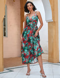 Zingj Women's Dress Station Summer Print Collection Waist Long Sling