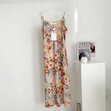 Elegant Floral Print Women Maxi Dress Adjust Spaghetti Strap Women Summer Dress For Vacation 2022 Ins Hot Beach