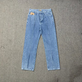Devil Island Denim Suit High Street Western Denim Jacket Baggy Jeans Trend