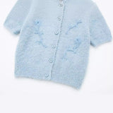 New Embroidered Slim Short-Sleeved Round-Neck Knitted Coat