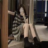Zingj Retro Design Sense Hollow Out Sleeveless Sweater New Summer Contrast Color Stripes In The Long Tassel Top
