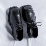 Zingj New Men's Shoes Business Casual Square Head Platform For Work Shoes Niche Design Leather Shoes