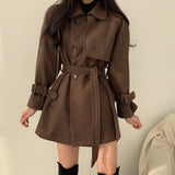 Zingj Chic Autumn And Winter Leisure Fashion Tie With Waist Small Wool Coat Women's Senior Sense Woolen