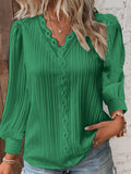 Zingj Wise Style Autumn Long Sleeve V Collar Lace Splicing