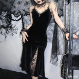 Summer New Dress Dark Wind Lace Slim Stitching Halter Fishtail