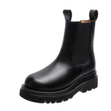 Zingj The Fall And Winter Of 2023, The British Wind Round-Headed Square Heel Thick Platform Chelsea Boots, Women's Leather Boots Ankle Boots-Outfit