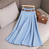 Women's Spring And Autumn Solid Color Casual Bvy Skirt With