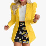 Crocheted Flower Printed Elegant Graceful Commute Slim-fit Suit