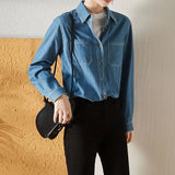 Zingj Shirt Female Autumn New Loose Korean Version Long Sleeve Retro Versatile Casual Shirt Ins Tide Coat-Outfit