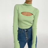 Turtleneck Sweater Women Winter Warm Jumper Long Sleeve Tops Slim Solid Hollow Clothes Female Slim Knitted Pullover