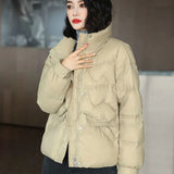 Autumn And Winter New Style Down Jacket Female Short Money Korean Version Standing Collar White With Fashion White Duck Down Small Coat Tide-Outfit