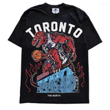 Men's T-Shirt Pure Cotton Street Clothing Animation Leisure Oversized Basketball Printed Short-Sleeved Shirt