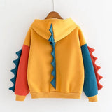 Dinosaur Contrast Color Hooded Long