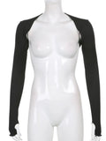 Women Thumbhole Long Sleeve Bolero Shrug Solid Color Open Front Cropped Cardigan Top Bodycon Slim Fit Sunscreen Arm Cover