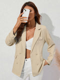 Zingj Women's Wear Station Autumn And Winter Street Solid Color Lapel Long Sleeve Small