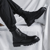 Zingj Winter New Thick Bottom Add Velvet 6 Hole British Wind Trend Martin Boots Warm Plus Fur Men's Ankle Boots