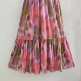 Summer Print Dress With Flute Suspenders
