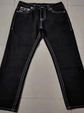 High Street Tide Brand Jeans White Thick Line Giant Buddha Religion Straight