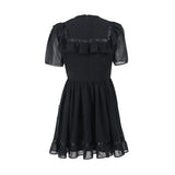 Harajuku Grunge Mall Goth Black Chiffon Dresses Y2K Kawaii Ruffles Mini Dress For Women Vestidos Gothic Emo Alt