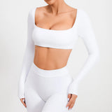 Zingj Tie Chest Pad Long Sleeve Yoga Suit Outdoor Running Fitness Suit Quick Dry Long Sleeve T-Shirt Sports Top Women-Outfit