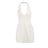 Fashionable Style Sexy V Dress 2024 Summer New Temperament Hot Girl Hanging Neck Hip Skirt