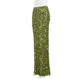 Green Sequin Straight Maxi Skirt- Outfit