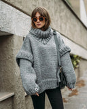 New Sweater Knitted Shirt Women's Fluffy Long-Sleeved Turtleneck