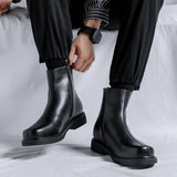 Zingj Men's Shoes Summer Shorts British Black Round Head One Foot Cigarette Boots Tide Side Zip Martens