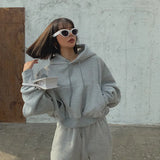 Basic Solid Hooded Tracksuit SetOutfit