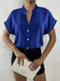 Zingj Wise Hot Style Summer Simple V Collar Women Shirt Shirt Women's