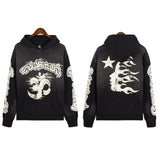 Printing Leisure Retro Tide Card Loose Hooded Sweaters For Men And