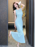 Zingj Shot Retro Hollowed-Out Knitted Dress Female Summer Gentle Wind Design Temperament Slim And Skinny Hip-Covered