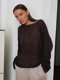 Zingj Sweater 2024 Spring / Summer New Female Perspective Thin Big Round Collar Horn