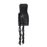 Zingj Women's Wear 2024 Summer Street Design Feel Wipe Chest Sexy Lace Ribbon Slim Wear