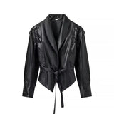 Women's ZA Autumn And Winter New Street Design Sense Retro Leather