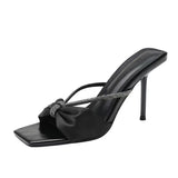 Satin Water Drill With Sandals Woman 2025 Summer New Bow Toe Wearing High-Heeled Cold