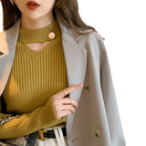 Zingj Machine Hollow Out Bottom Sweater Female Winter 2023 New Fat Sister Age Reduction Show Thin Simple Wind Knit