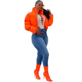 Coat Neon Color Women Cropped Puffer Jacket High Street Winter Warm Thick Parka Down Coat Short Jacket Outwear