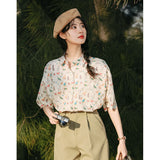 Japanese Style Short Sleeved Shirt Elegant Social Women's Shirt Women's Summer Tops 2023 Y2k Tops Chiffon Blouses