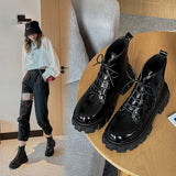 Zingj Bottom Martin Boots Female 2023 New Increased Thick Bottom Round Head British Wind College Style Women's Ankle Boots-Outfit