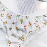White Ribbed Floral Print Lingerie Set- Outfit