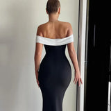 Color Casual Shoulder Dress 2024 Spring New Slimming Bag Hip