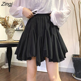 Skirts Women Solid Irregular Hem Ruffles Korean Style Elegant Chic Slim Trendy Female Bottom Ulzzang Popular Ins
