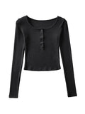 Button Up Long Sleeve Crop Top- Outfit