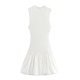 New Spring Balloon Dress With Slim Thread Knitted Bare Back