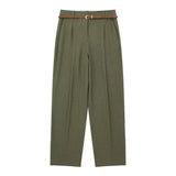 New Braided Ribbon Decorative Blended Straight Leg Pants