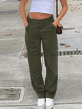 Pocket Patched Straight Cargo Jeans- Outfit