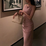 Bodycon Midi Dress Women Backless Summer Sexy Club Dresses Elegant Sleeveless Spaghetti Strap Party